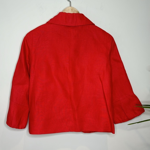 J.Crew | Red Linen Tulip Blazer Jacket; Size 0 - Picture 11 of 13